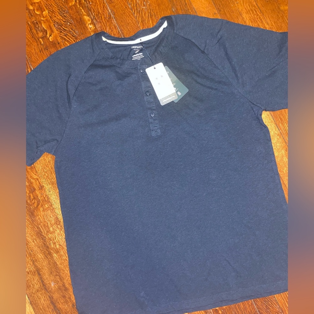 United By Blue Men's Organic Henley T-Shirt blue navy tee short sleeves